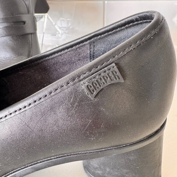 Camper Women’s Kiara Block Heeled Leather Loafers - Picture 2 of 8